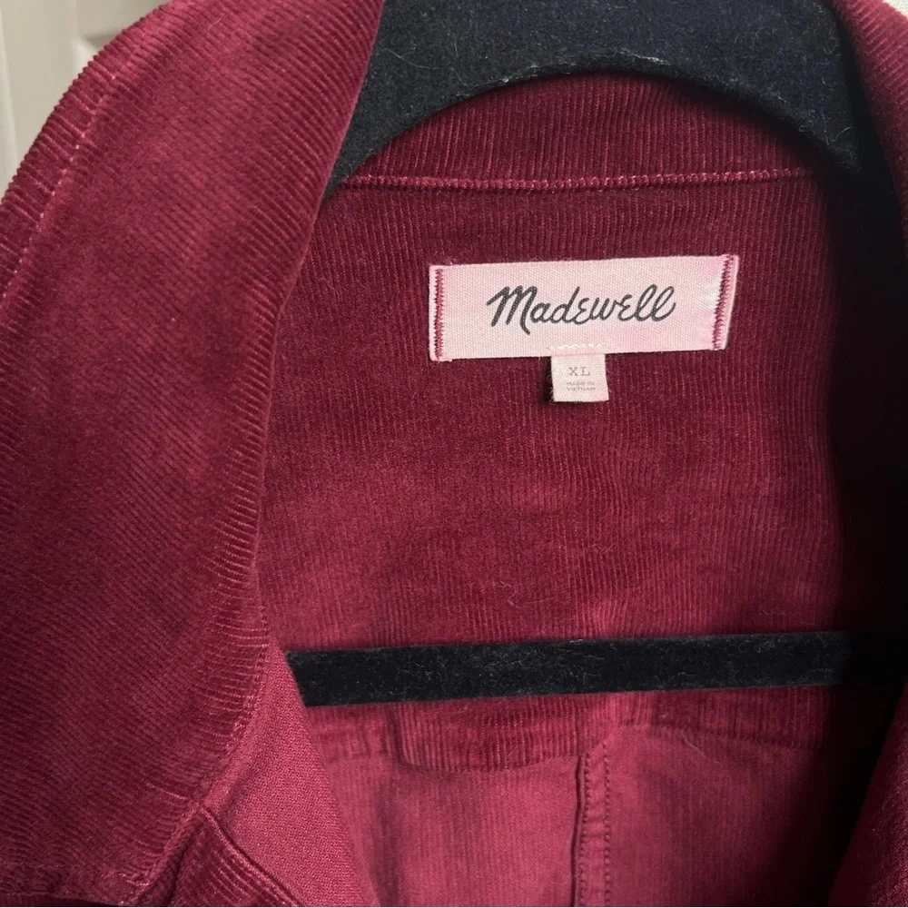 Madewell Shrunken Button-Front Corduroy Shirt Jacket in Dark Burgundy  Cabernet